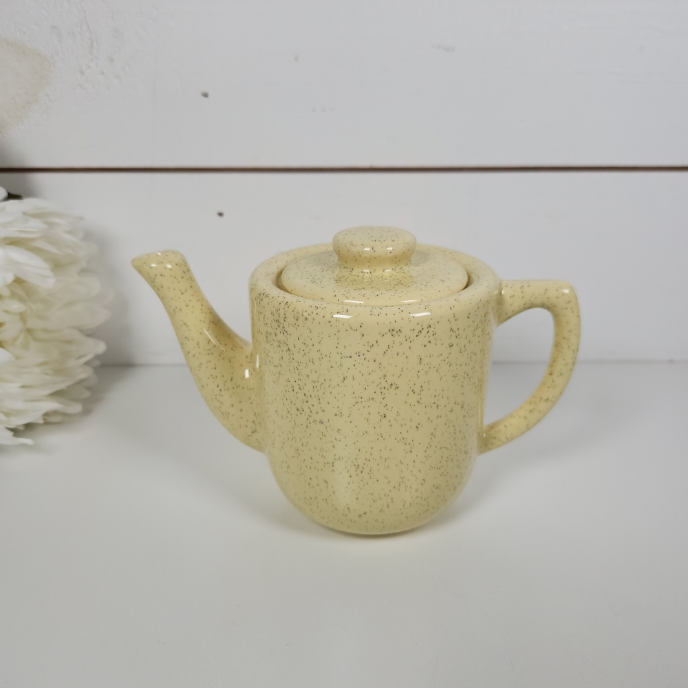 Vintage Bauer Pottery Monterey Moderne Yellow Speckled Teapot | MCM Tea Pot